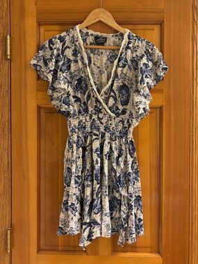 Angie Blue and White Floral Mini Dress small